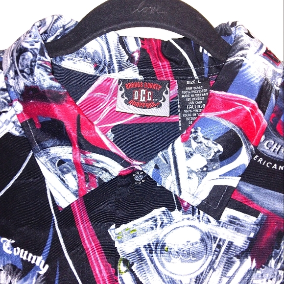 Vintage Orange County Chopper Short Sleeve Button Down Men's Size Large - Picture 5 of 12